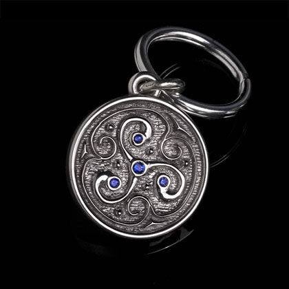 Celtic Swirl Blue Sapphire Key Ring - Shano Designs