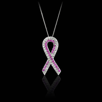 Ribbon Pendant Necklace – Diamond / Pink Sapphire - Shano Designs